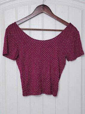 Map To Mars Women’s Off Shoulder Polka Dot Crop Top Pink